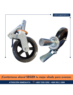 RUEDA 8″ STD NEGRA GIRATORIA CON FRENO