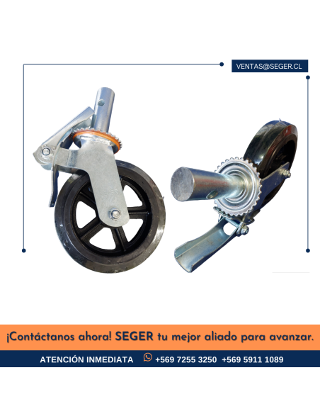 RUEDA 8″ STD NEGRA GIRATORIA CON FRENO