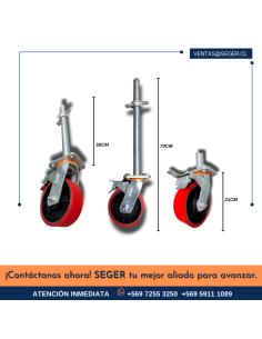 RUEDA 6″ NYLON CON TORNILLO NIVELADOR MACIZO 33X500MM