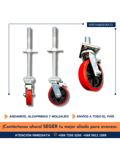 RUEDA 8″ NYLON CON TORNILLO NIVELADOR 38X500MM NUEVA